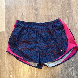 Nike Women's Vibrant Blue and Pink Athletic Shorts